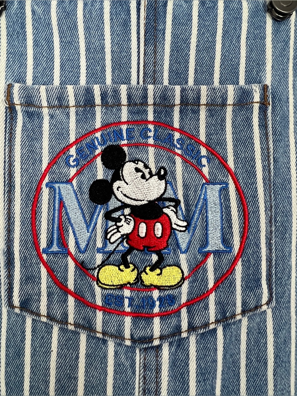 Disney | Mickey Mouse Denim Jean Overall Dress Striped Kidcore S - Picture 3 of 6